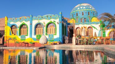 Nubian Village near Aswan Egypt a well-known cultural heritage village rather than a place officially called Nobun Villag The Nubian Village is a traditional Nubian community and a popular tourist destination located just south of Aswan on the Nile River